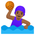 🤽🏾‍♀️ woman playing water polo: medium-dark skin tone display on Google